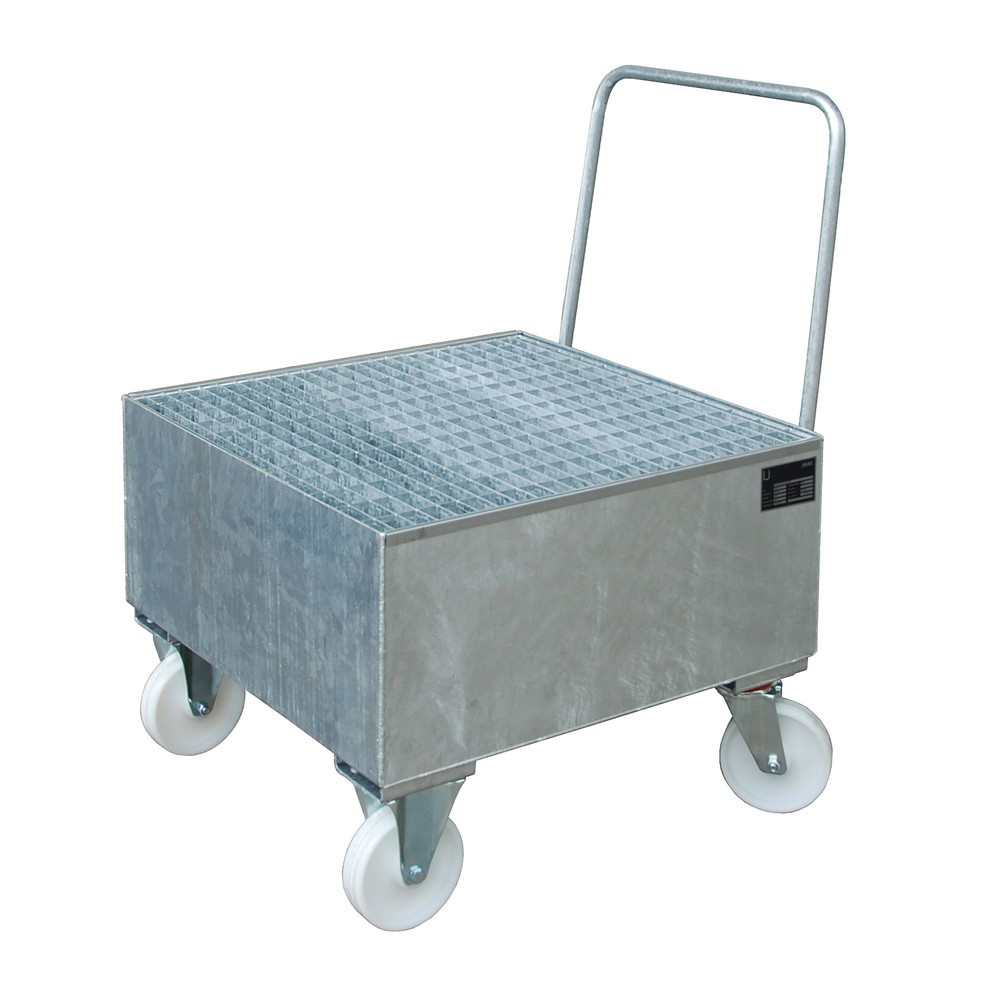 Imagen del producto: Bauer® Cuba de contención con ruedas, incl. 1 soporte para barriles de 200 l vertical, capacidad 203 l, galvanizada en caliente