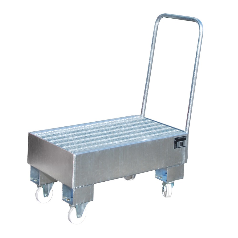 Imagen del producto: Bauer® Cuba de contención con ruedas, incl. 2 soportes para barriles de 60 l verticales, capacidad 61 l, galvanizada en caliente