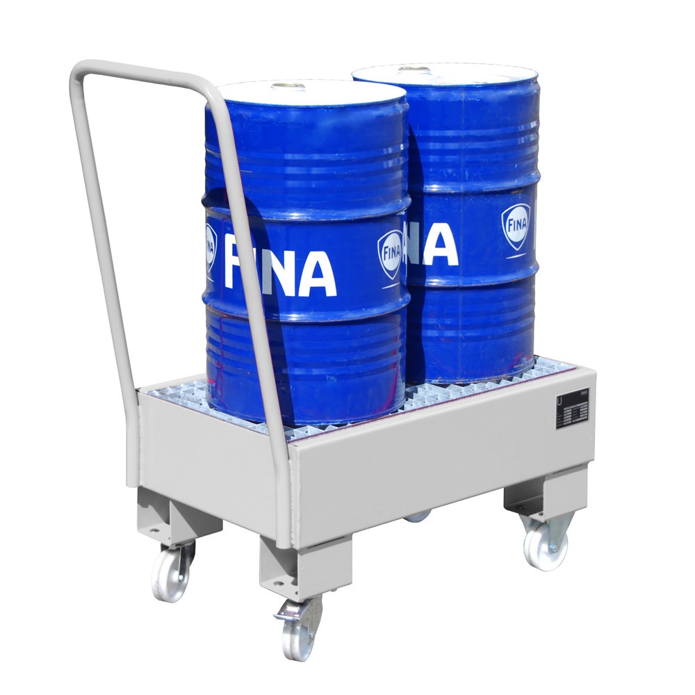 Número de imagen del producto 2: Bauer® Cuba de contención con ruedas, incl. 2 soportes para barriles de 60 l verticales, capacidad 61 l, galvanizada en caliente