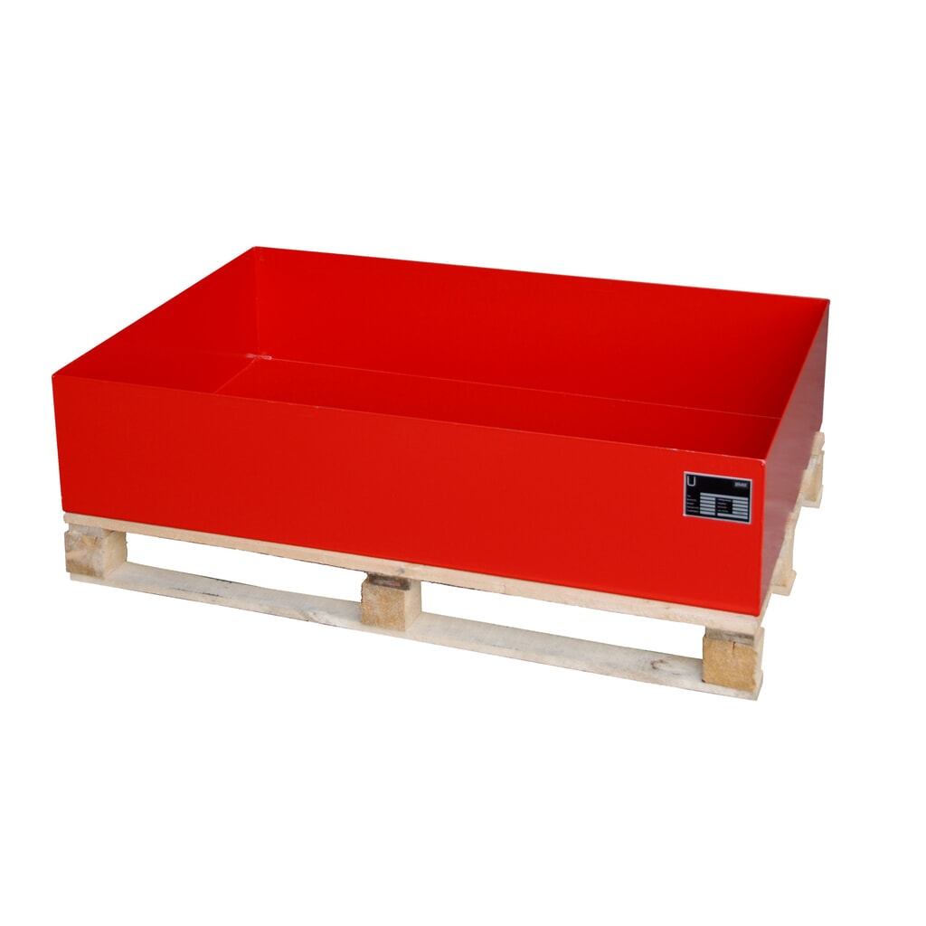 Bauer® Cuba de contención para palets, H x A x F 260 x 800 x 1.200 mm, sin rejilla, rojo fuego Imagen del producto: Bauer® Cuba de contención para palets, H x A x F 260 x 800 x 1.200 mm, sin rejilla, rojo fuego