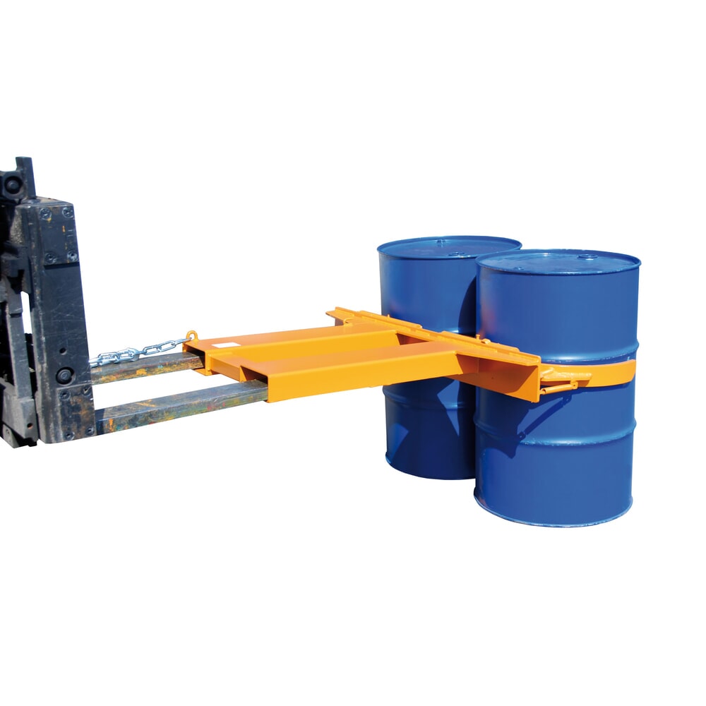 Número de imagen del producto 2: Bauer® Pinza para bidones FK-I para bidones con tapón de acero, tapa de acero y bidones con aros de rodadura, acoplamiento para apilador, capacidad de carga 500 kg, pintada, color amarillo anaranjado