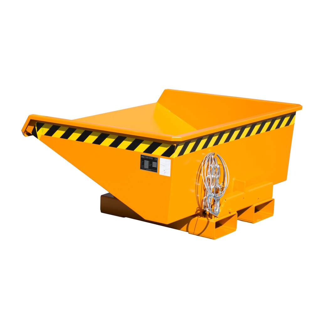 Imagen del producto: Bauer® Mini contenedor basculante con mecanismo rodante, baja altura de construcción, pintado, volumen 0.275 m³, RAL 2000 amarillo naranja