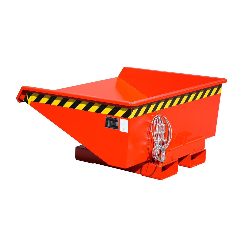 Imagen del producto: Bauer® Mini contenedor basculante con mecanismo rodante, baja altura de construcción, pintado, volumen 0.275 m³, RAL 3000 rojo fuego