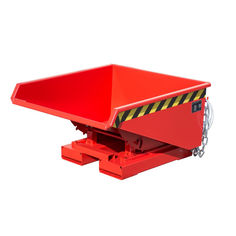 Imagen del producto: Bauer® Mini contenedor basculante con mecanismo rodante, baja altura de construcción, pintado, volumen 0.225 m³, RAL 3000 rojo fuego