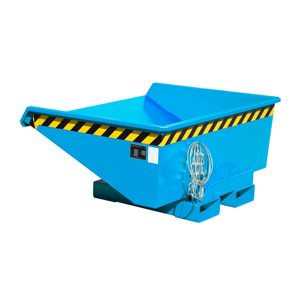 Imagen del producto: Bauer® Mini contenedor basculante con mecanismo rodante, baja altura de construcción, pintado, volumen 0.275 m³, RAL 5012 azul luminoso