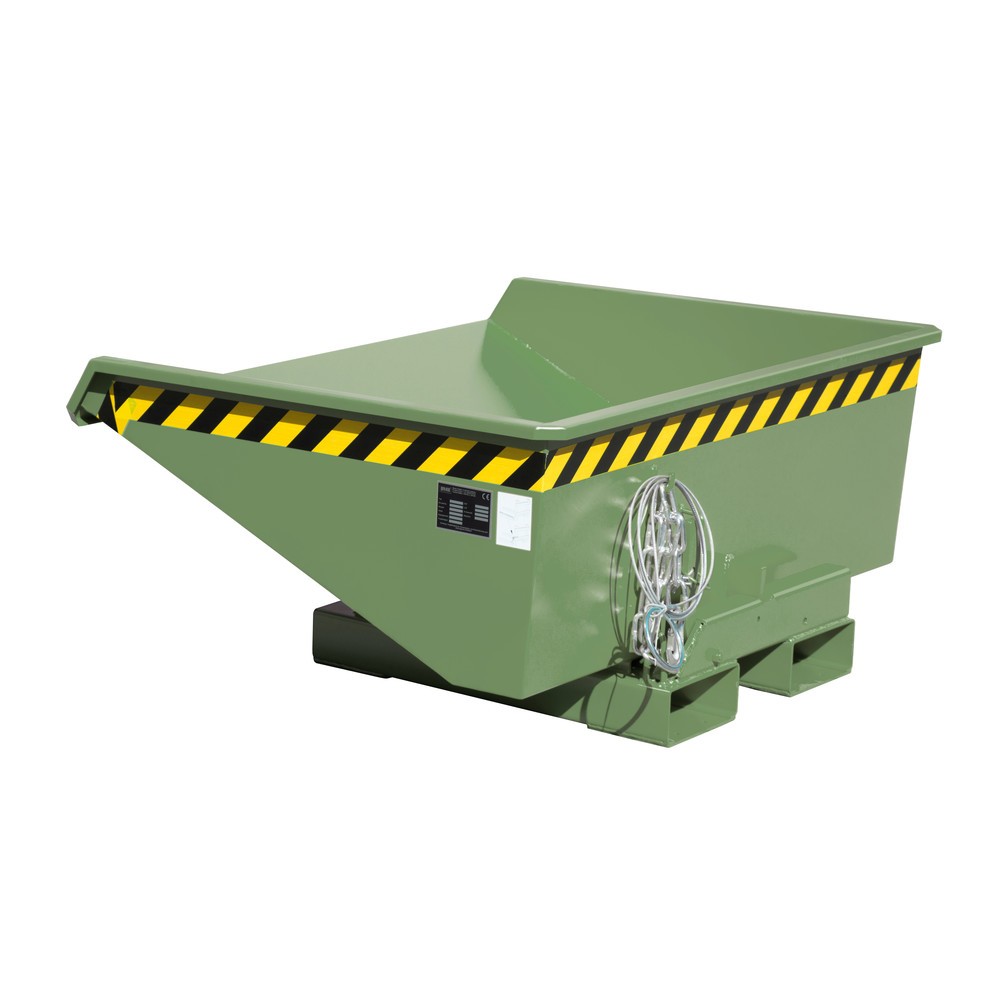 Imagen del producto: Bauer® Mini contenedor basculante con mecanismo rodante, baja altura de construcción, pintado, volumen 0.275 m³, RAL 6011 verde reseda
