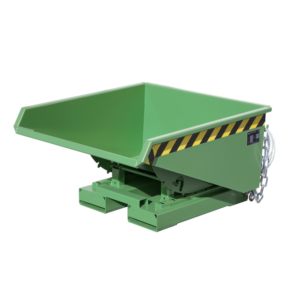 Imagen del producto: Bauer® Mini contenedor basculante con mecanismo rodante, baja altura de construcción, pintado, volumen 0.225 m³, RAL 6011 verde reseda