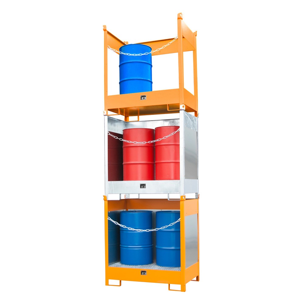 Número de imagen del producto 3: Bauer® Palet de almacén /transporte con cuba de contención, H x A x F 1.495 x 1.410 x 920 mm, cerrado, amarillo anaranjado