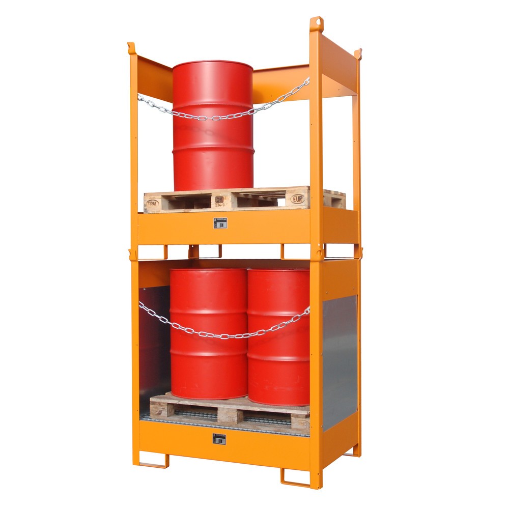 Número de imagen del producto 4: Bauer® Palet de almacén /transporte con cuba de contención, H x A x F 1.495 x 1.410 x 920 mm, cerrado, amarillo anaranjado