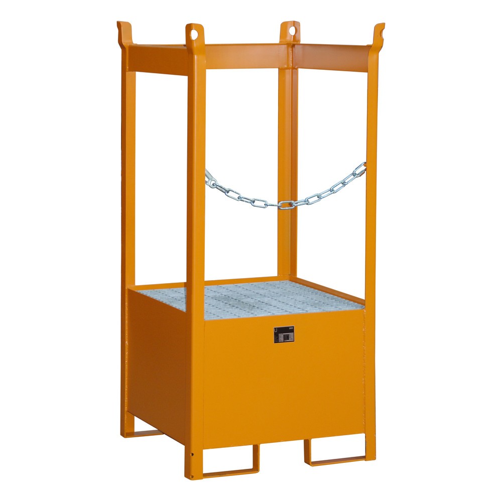Número de imagen del producto 3: Bauer® Palet de almacén /transporte con cuba de contención, H x A x F 1.590 x 760 x 760 mm, abierto, amarillo anaranjado