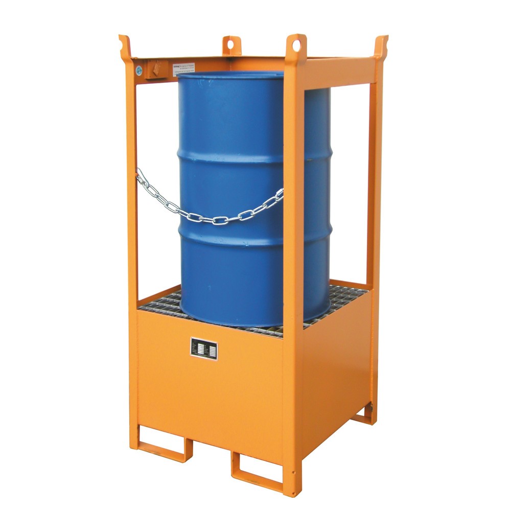 Imagen del producto: Bauer® Palet de almacén /transporte con cuba de contención, H x A x F 1.590 x 760 x 760 mm, abierto, amarillo anaranjado