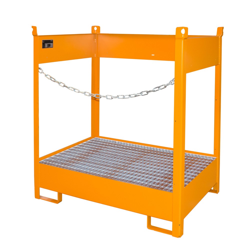 Número de imagen del producto 1: Bauer® Palet de almacén /transporte con cuba de contención, H x A x F 1.495 x 1.410 x 920 mm, abierto, amarillo anaranjado