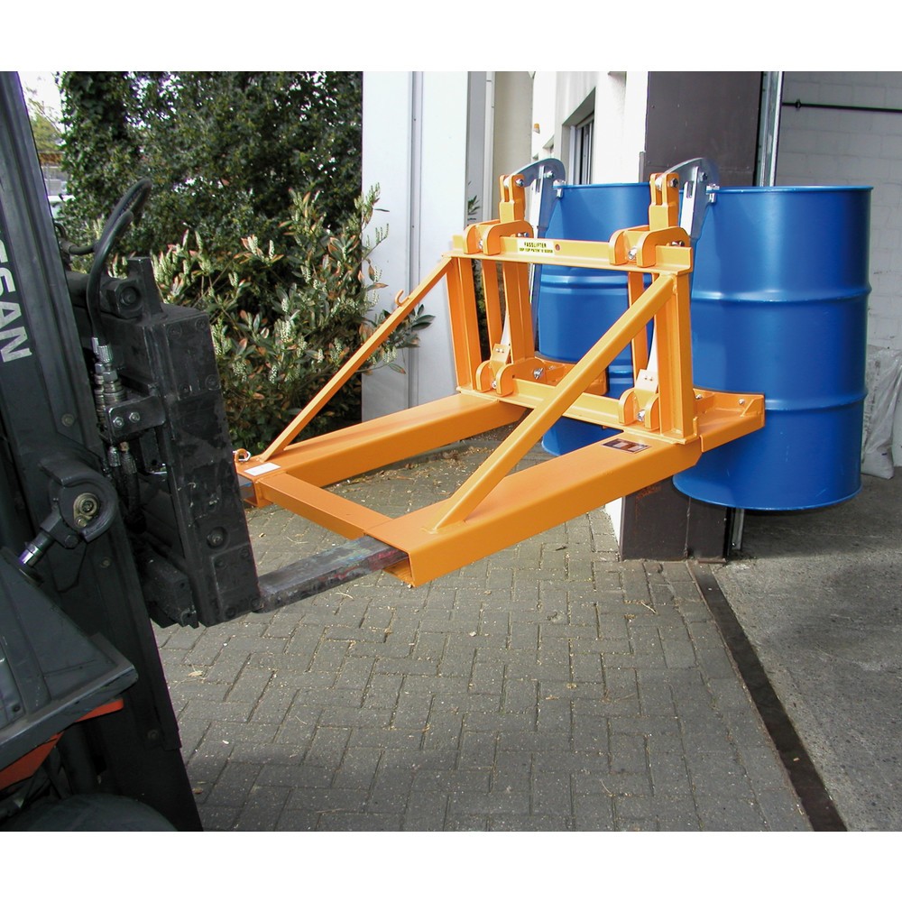 Número de imagen del producto 2: Bauer® Pinza para bidones, bidones redondos de acero y de plástico con perfil en L, c.c. 1.600 kg, RAL 2000 amarillo anaranjado