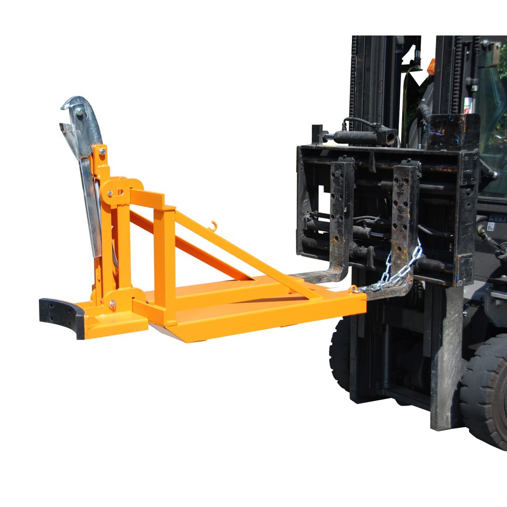 Imagen del producto: Bauer® Pinza para bidones, bidones redondos de acero y de plástico con perfil en L, c.c. 800 kg, RAL 2000 amarillo anaranjado