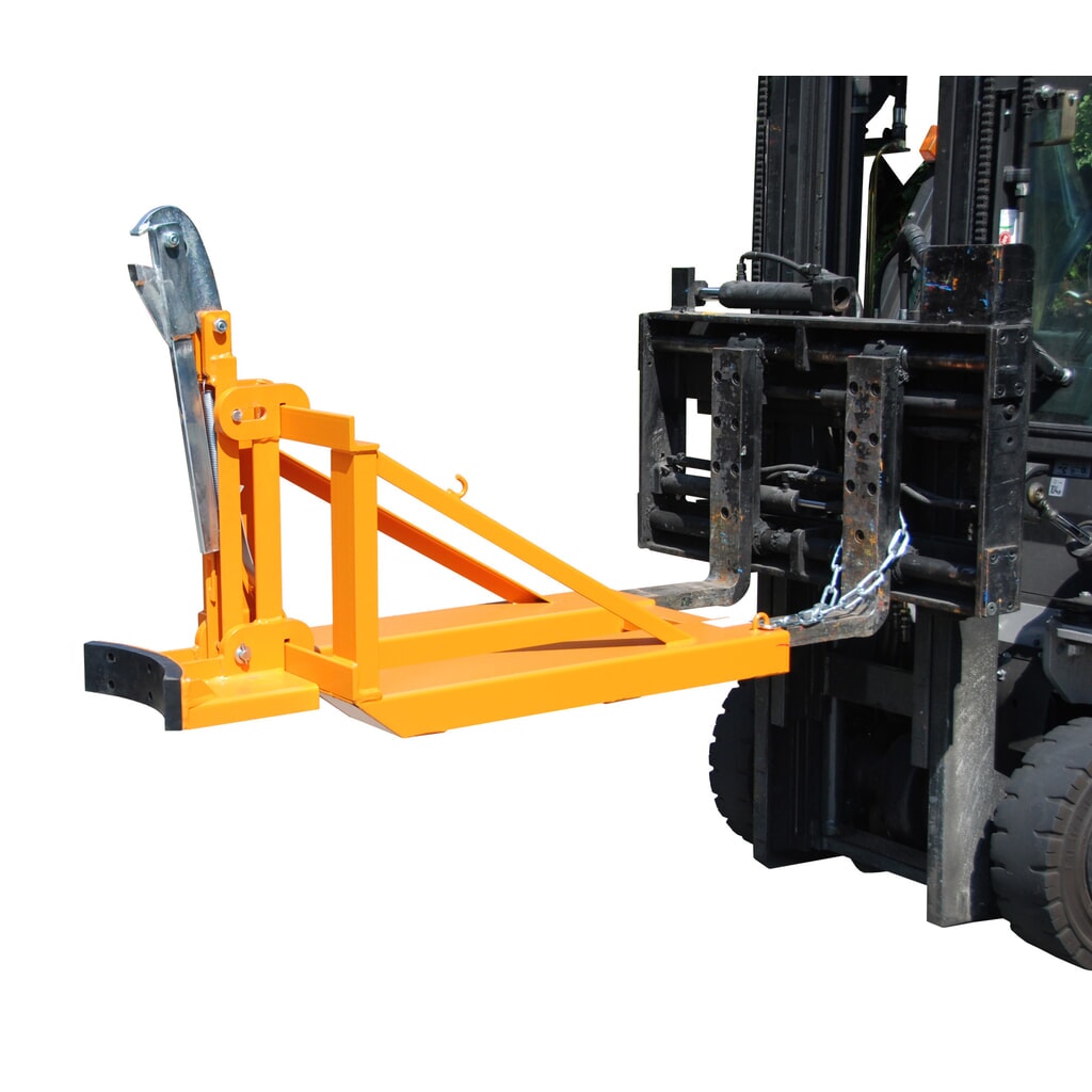 Bauer® pinza para bidones, para bidones de acero y bidones redondos con perfil en L de plástico, acoplamiento para apilador, capacidad de carga 800 kg, RAL 2000 amarillo anaranjado Imagen del producto: Bauer® pinza para bidones, para bidones de acero y bidones redondos con perfil en L de plástico, acoplamiento para apilador, capacidad de carga 800 kg, RAL 2000 amarillo anaranjado