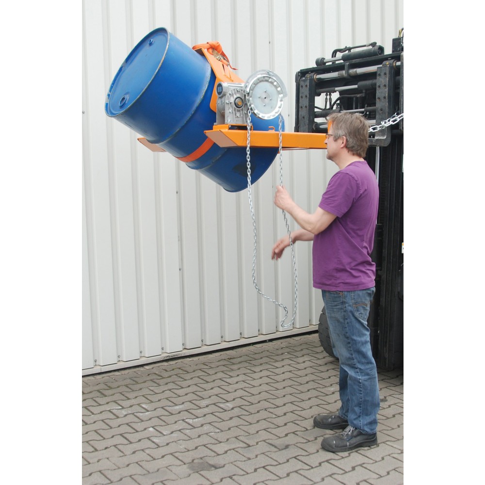 Número de imagen del producto 2: Bauer® Volcador de bidones, c.c. 300 kg, para Ø de bidón 350-600 mm, cadena sinfín, RAL 2000 amarillo anaranjado