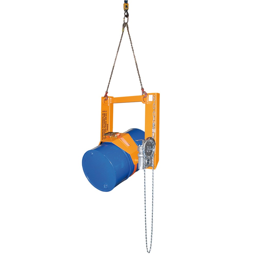 Número de imagen del producto 3: Bauer® Volcador de bidones, c.c. 300 kg, para Ø de bidón 350-600 mm, cadena sinfín, RAL 2000 amarillo anaranjado