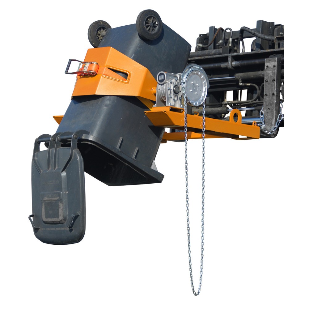 Imagen del producto: Bauer® Volcador de bidones, c.c. 300 kg, para Ø de bidón 350-600 mm, cadena sinfín, RAL 2000 amarillo anaranjado