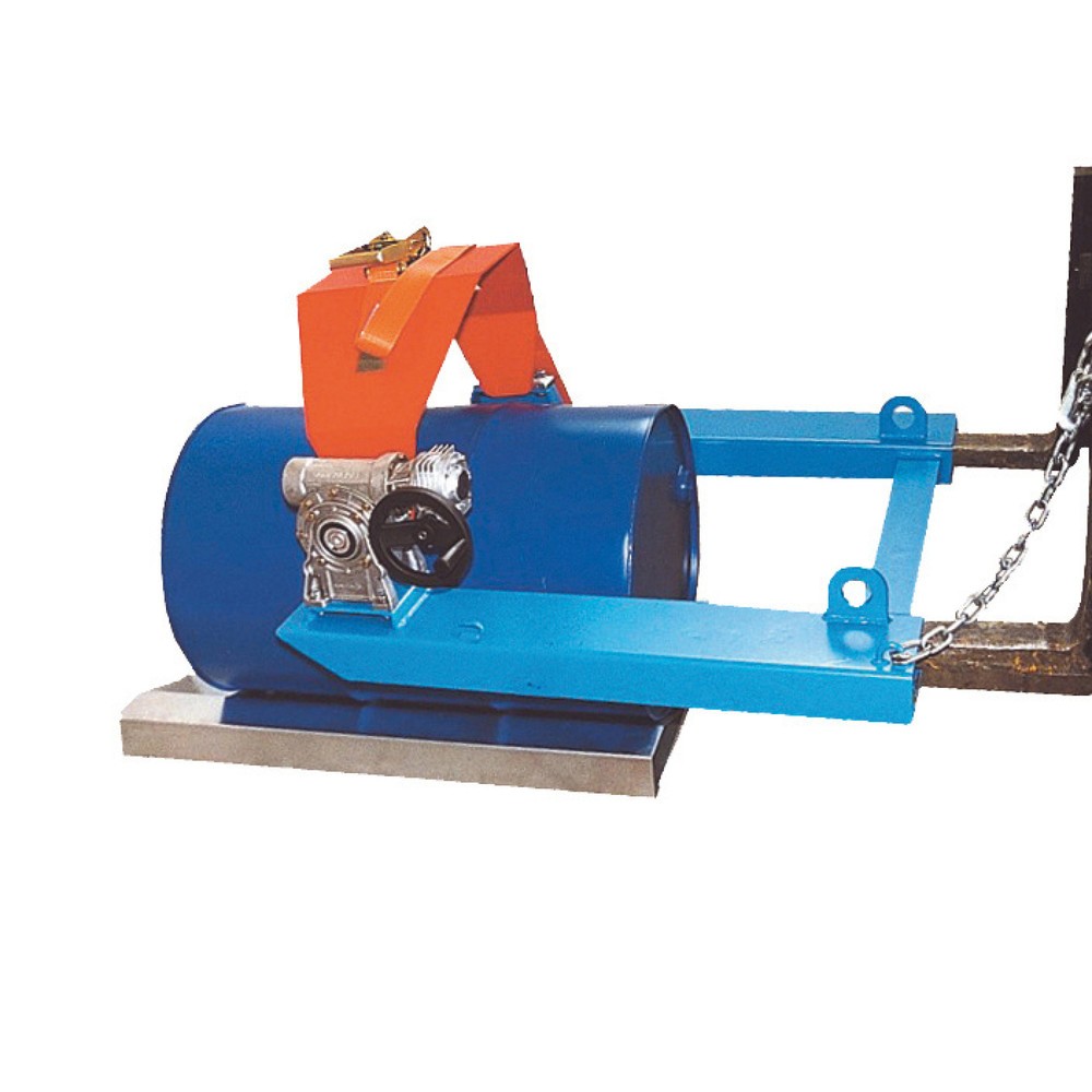 Número de imagen del producto 2: Bauer® Volcador de bidones, c.c. 300 kg, para Ø de bidón 350-600 mm, manivela manual, RAL 5012 azul celeste
