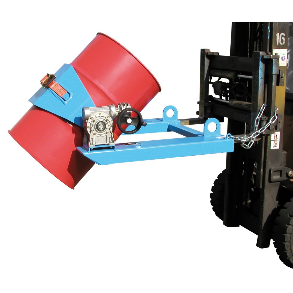 Número de imagen del producto 1: Bauer® Volcador de bidones, c.c. 300 kg, para Ø de bidón 350-600 mm, manivela manual, RAL 5012 azul celeste