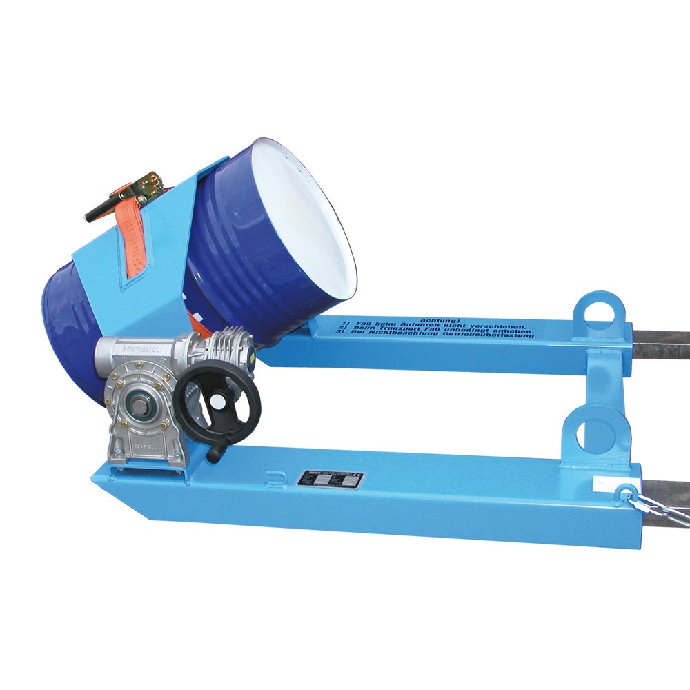 Número de imagen del producto 4: Bauer® Volcador de bidones, c.c. 300 kg, para Ø de bidón 350-600 mm, manivela manual, RAL 5012 azul celeste