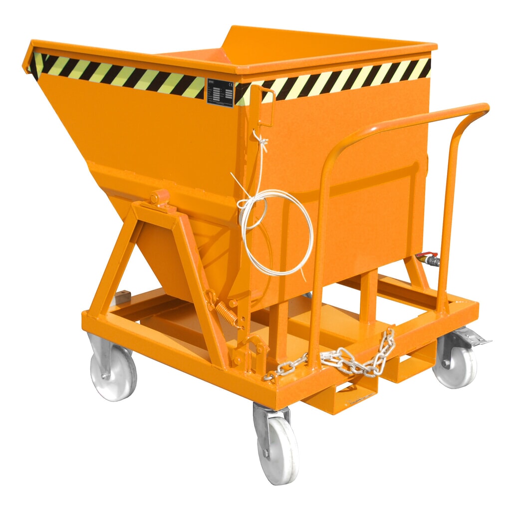 Imagen del producto: Bauer® Volquete de virutas, vaciado a ras de suelo, pintado, volumen 0,4 m³, RAL 2000 amarillo naranja