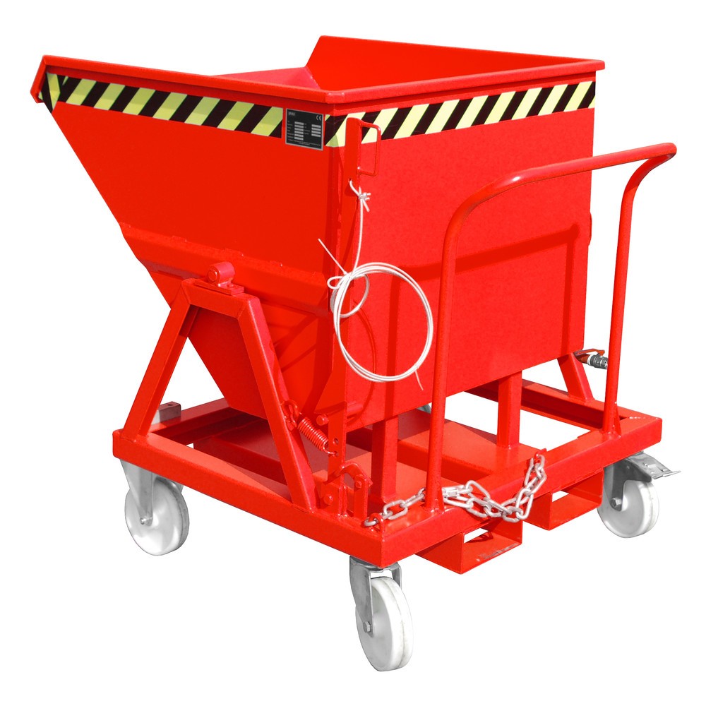 Imagen del producto: Bauer® Volquete de virutas, vaciado a ras de suelo, pintado, volumen 0,4 m³, RAL 3000 rojo fuego