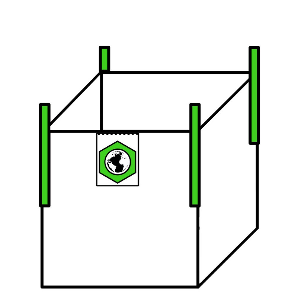 Imagen del producto: Saco de transporte Big Bag, 4 asas Cross-Corner, abierto por arriba, sin revestimiento, CC 1.500 kg, impreso por 1 cara, 300 ud./UV