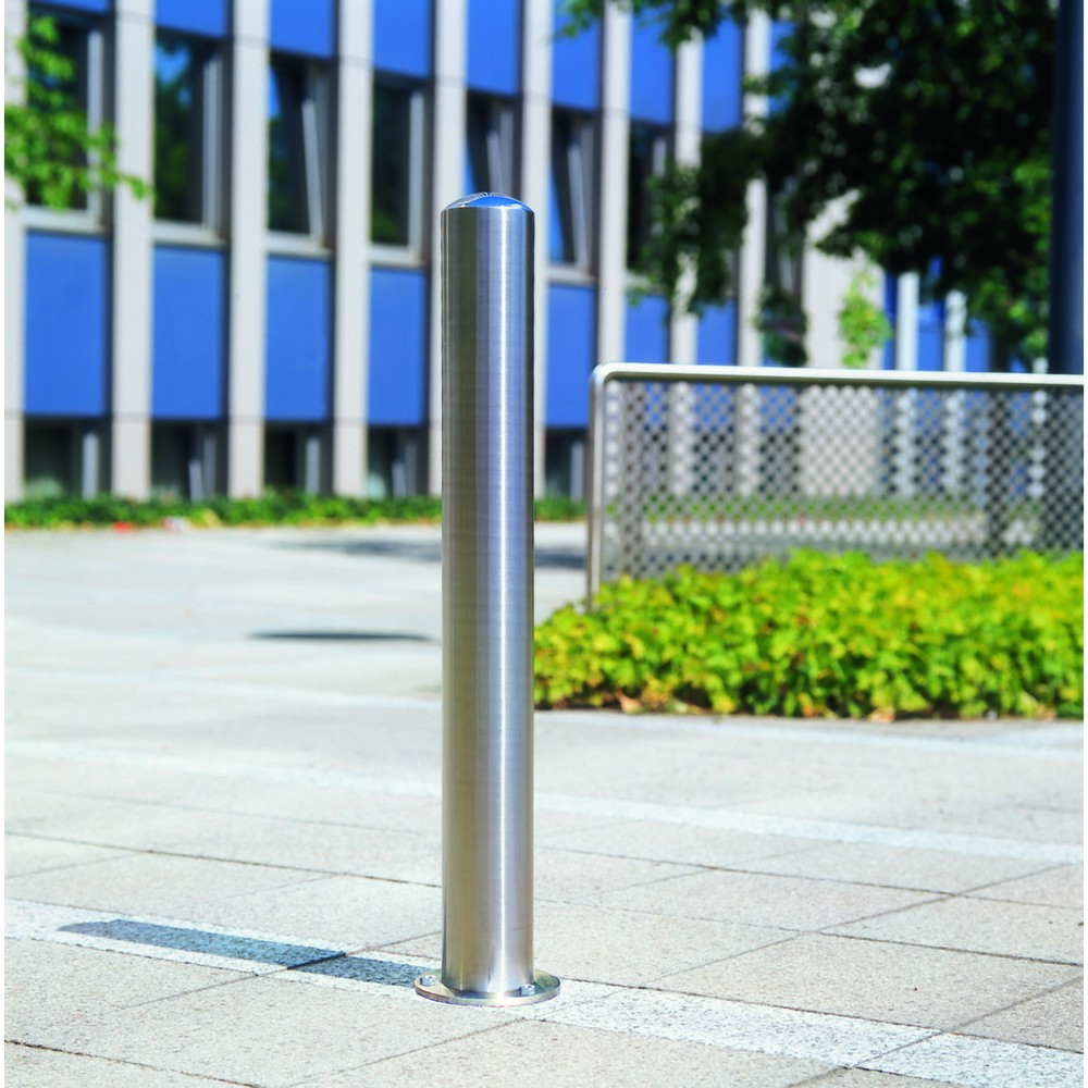 Imagen del producto: BOLARDO CITY BERLIN, tubo redondo Ø 76 mm, para engarzar en hormigón incl. manguito de tierra, desmontable, cerradura triangular