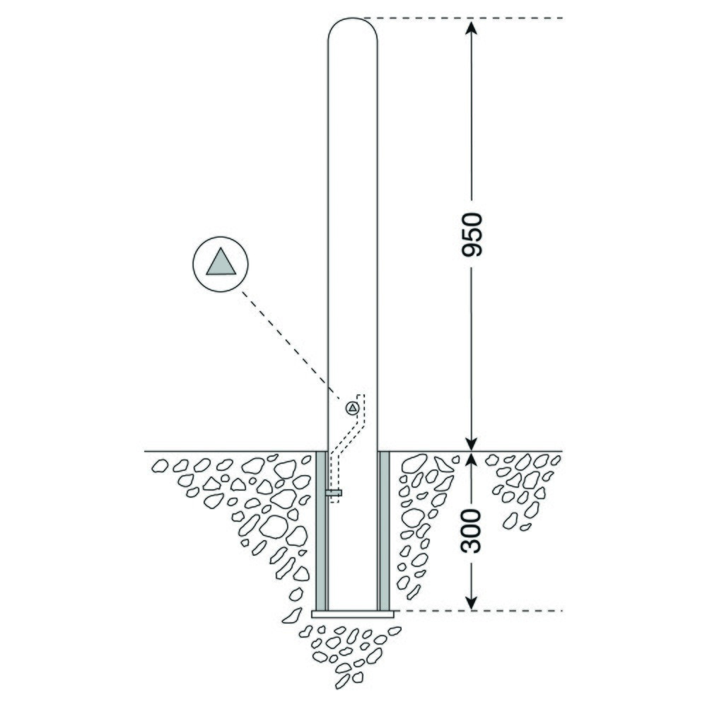 Número de imagen del producto 2: Bolardo urbano VIENNA, tubo redondo Ø 108 mm, para engarzar en hormigón incl. funda de tierra, desmontable, sin ojal de cadena
