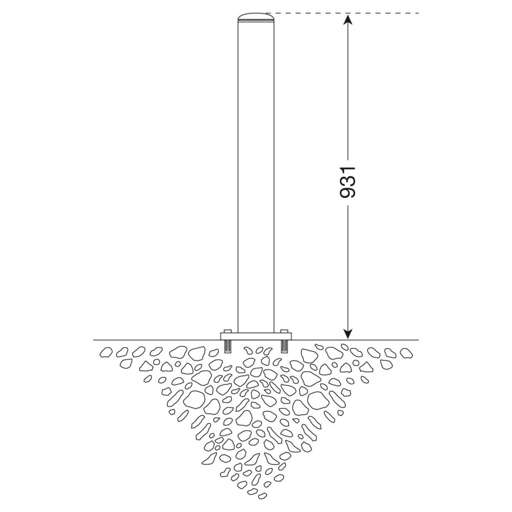 Número de imagen del producto 2: Bolardo de acero inoxidable MORAVIA MILANO, para fijar con tacos, posición fija, HxØ 931 x 102 mm