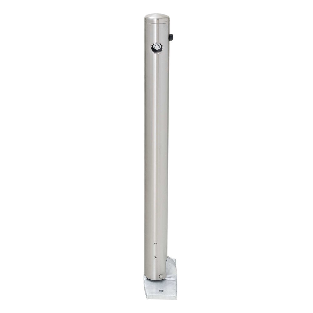 Número de imagen del producto 4: Bolardo de acero inoxidable MORAVIA MILANO, para fijar con tacos, abatible, cerradura triangular, HxØ 925 x 76 mm