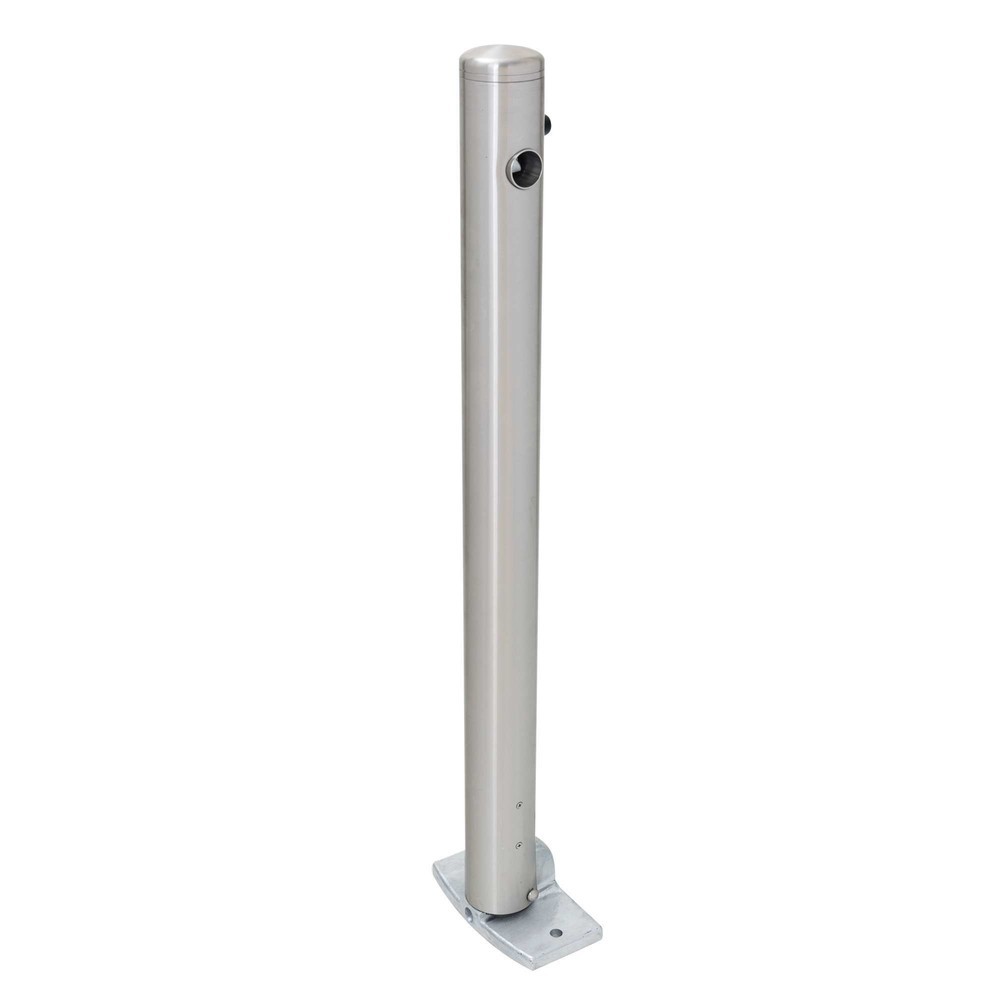 Imagen del producto: Bolardo de acero inoxidable MORAVIA MILANO, para fijar con tacos, abatible, cerradura triangular, HxØ 925 x 76 mm