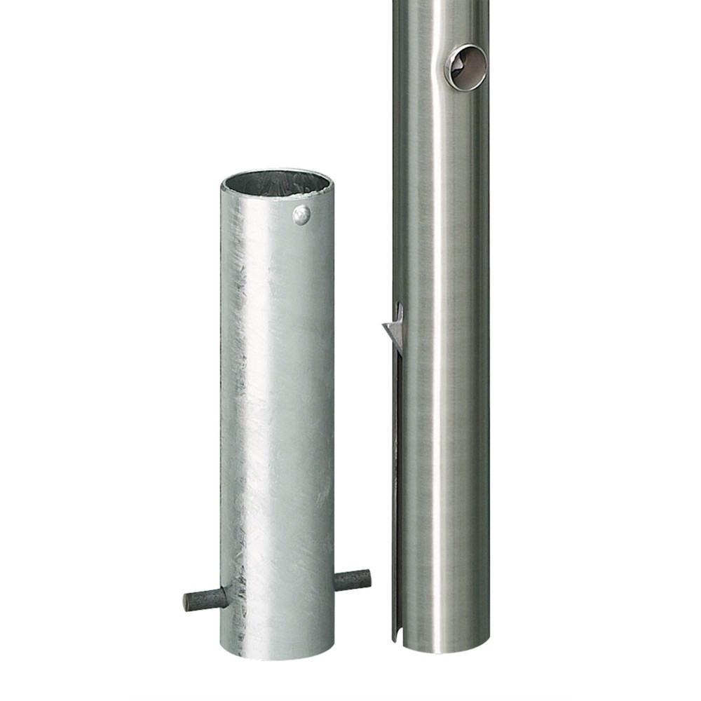 Número de imagen del producto 1: Bolardo de acero inoxidable MORAVIA MILANO, extraíble con camisa para el suelo, cerradura triangular, HxØ 925 (+260) x 60 mm