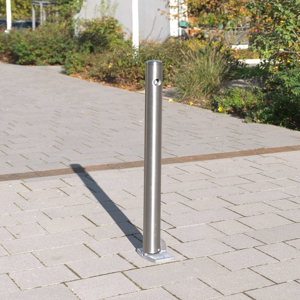 Número de imagen del producto 6: Bolardo de acero inoxidable MORAVIA MILANO, para fijar con tacos, abatible, cerradura triangular, HxØ 925 x 76 mm