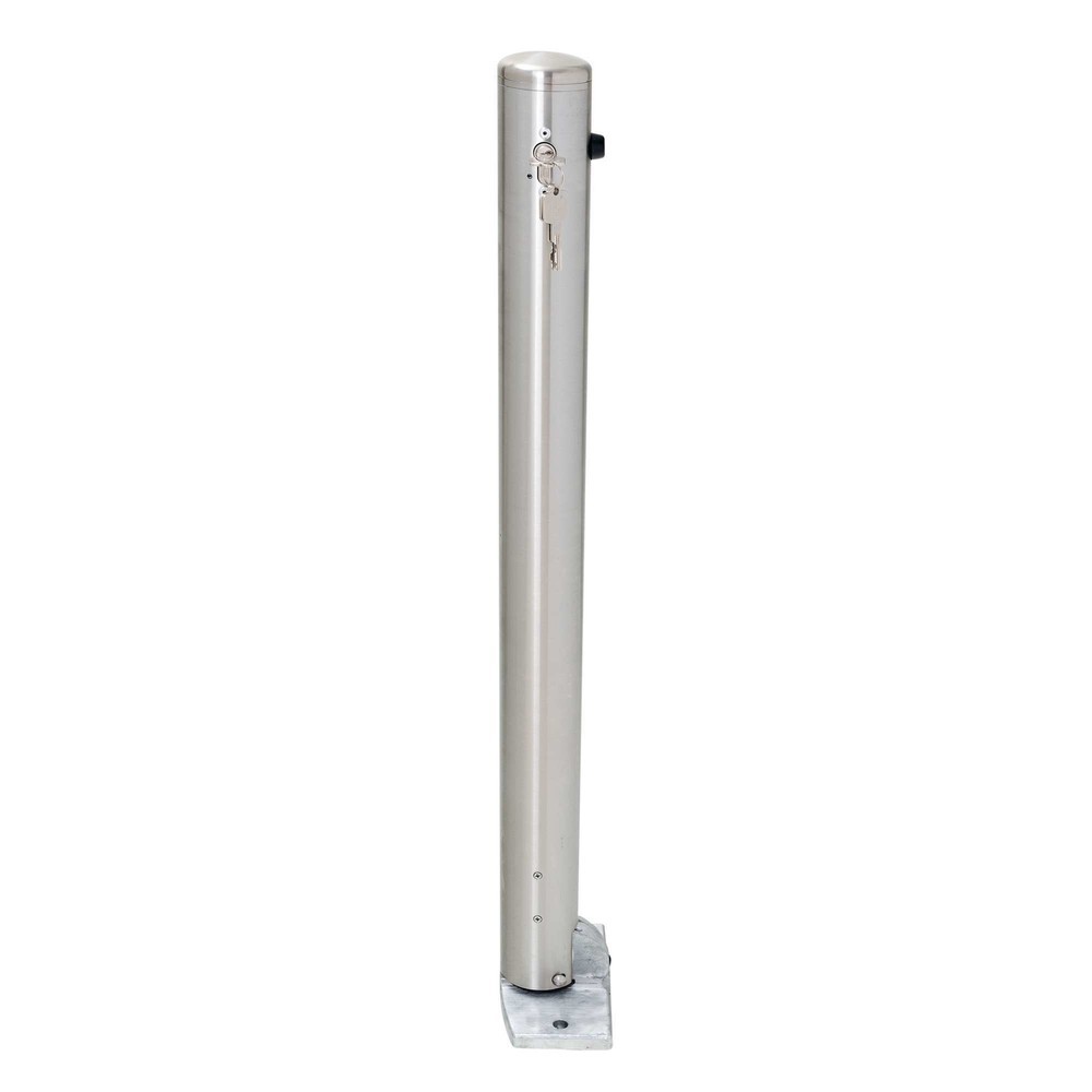 Número de imagen del producto 7: Bolardo de acero inoxidable MORAVIA MILANO, para fijar con tacos, abatible, cerradura cilíndrica, HxØ 925 x 76 mm