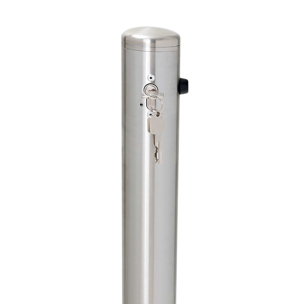 Número de imagen del producto 8: Bolardo de acero inoxidable MORAVIA MILANO, para fijar con tacos, abatible, cerradura cilíndrica, HxØ 925 x 76 mm