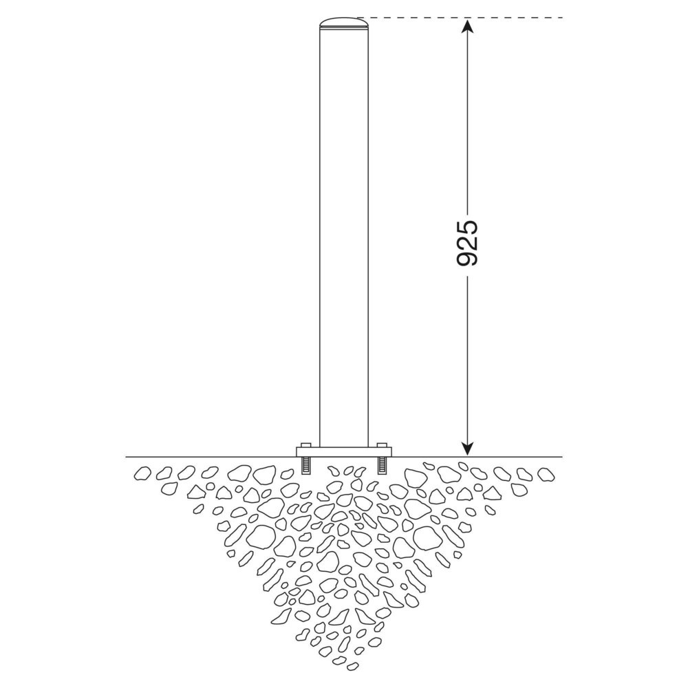 Número de imagen del producto 9: Bolardo de acero inoxidable MORAVIA MILANO, para fijar con tacos, abatible, cerradura cilíndrica, HxØ 925 x 76 mm