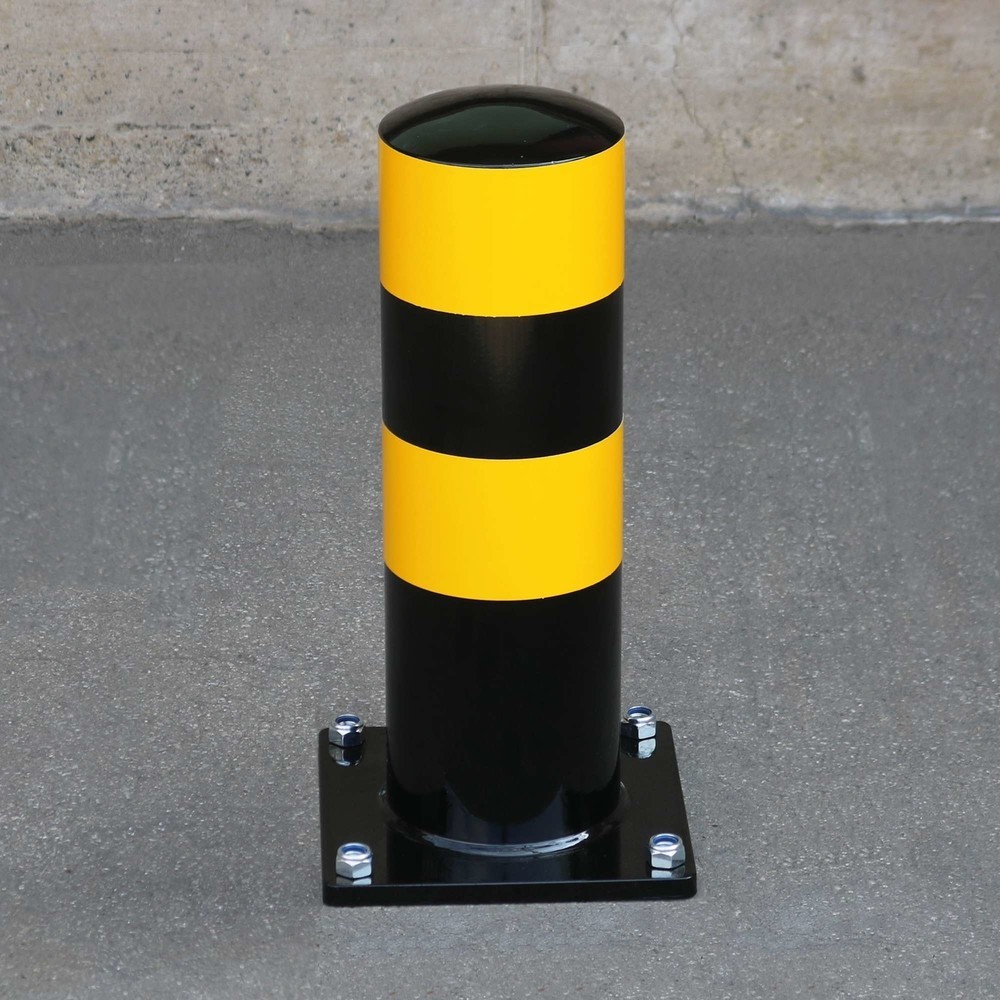 Imagen del producto: Bolardo de protección antichoques MORAVIA BLACK BULL como ayuda para aparcamiento de camiones, exterior, negro-amarillo, altura 500 mm, Ø 159 mm