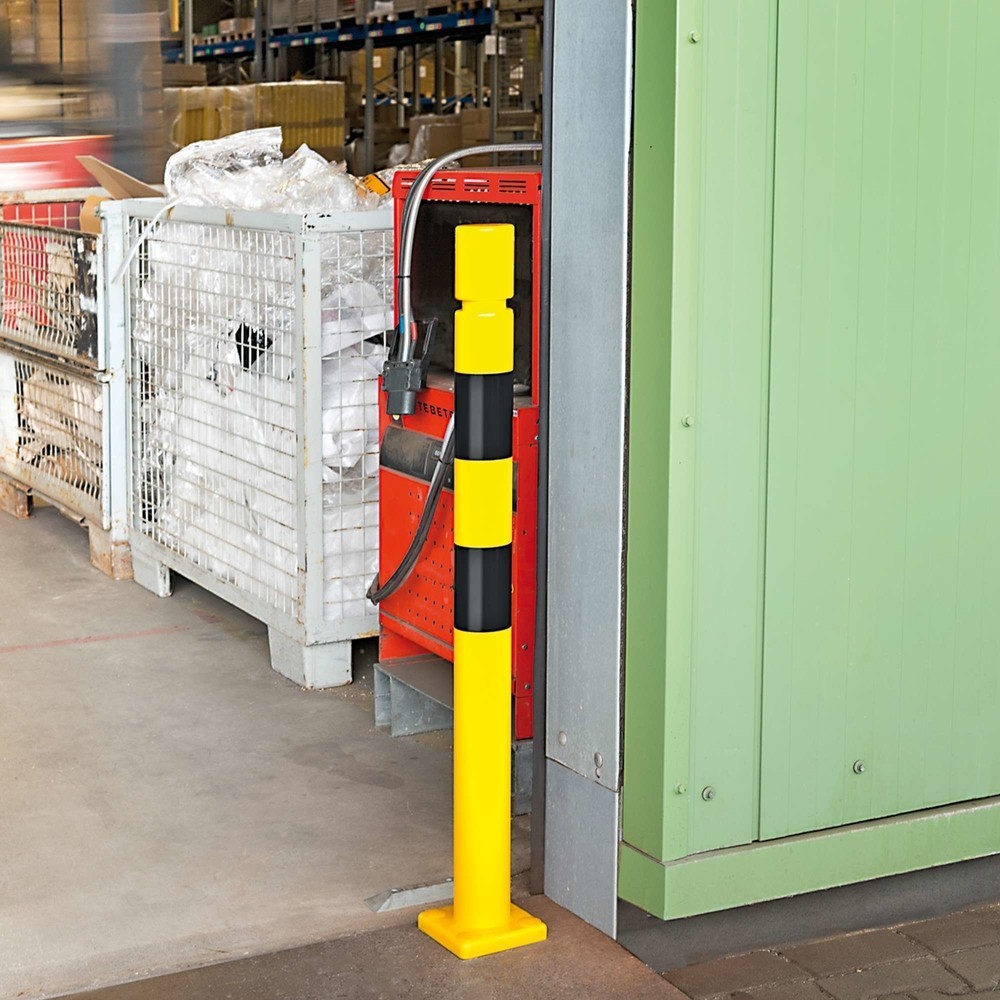 Número de imagen del producto 2: Bolardo de protección antichoques MORAVIA FLEX, de TPU, para fijar con tacos, HxØ 1.000 x 80 mm, amarillo y negro