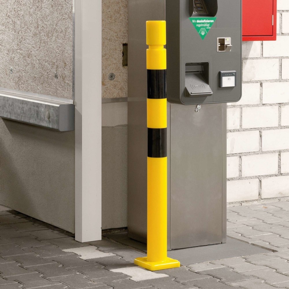 Número de imagen del producto 5: Bolardo de protección antichoques MORAVIA FLEX, de TPU, para fijar con tacos, HxØ 1.000 x 80 mm, amarillo y negro