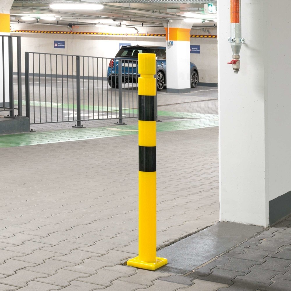 Número de imagen del producto 6: Bolardo de protección antichoques MORAVIA FLEX, de TPU, para fijar con tacos, HxØ 1.000 x 80 mm, amarillo y negro