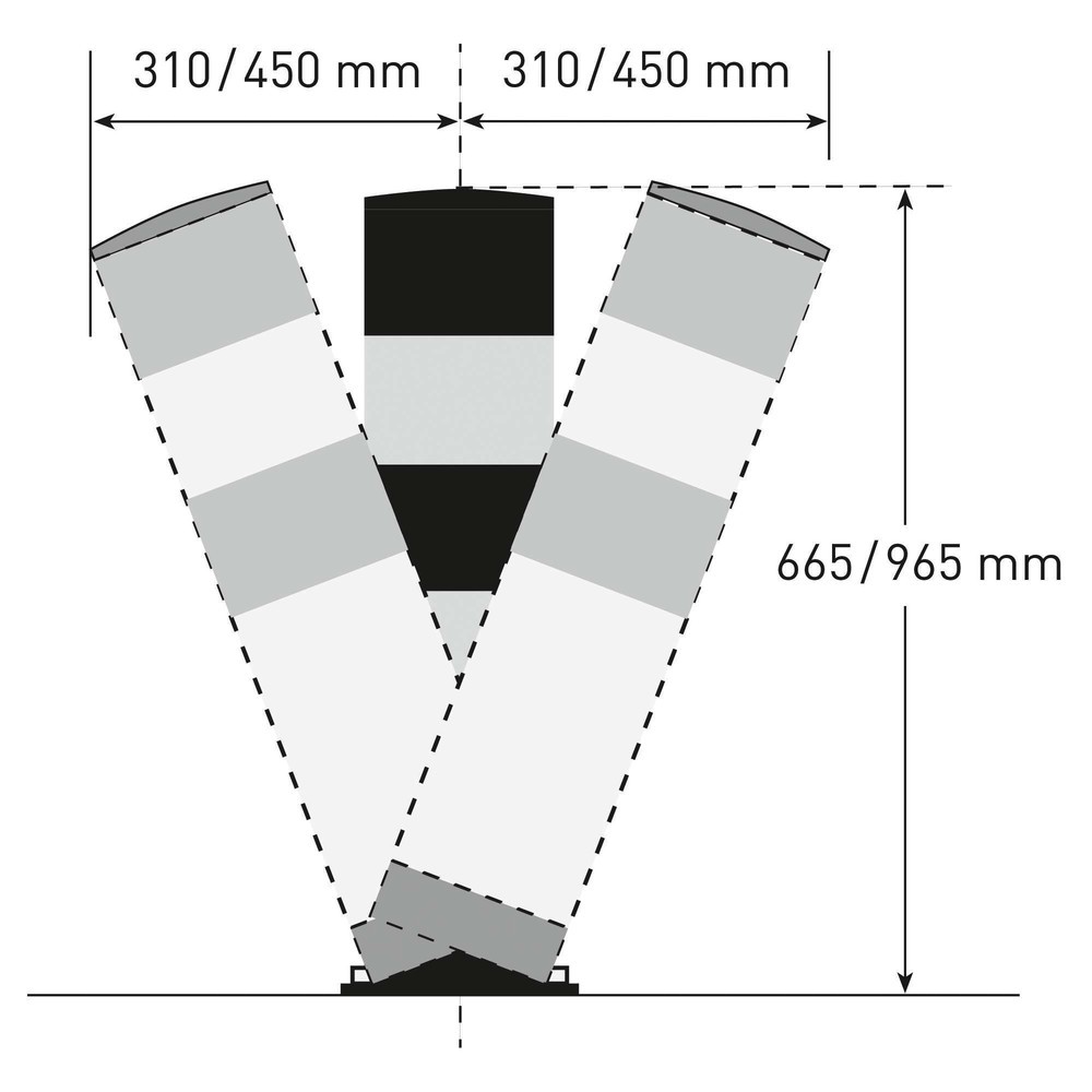 Número de imagen del producto 4: Bolardo de protección antichoques basculante MORAVIA Swing, para aplicación en interiores, altura 655 mm, Ø 159 mm