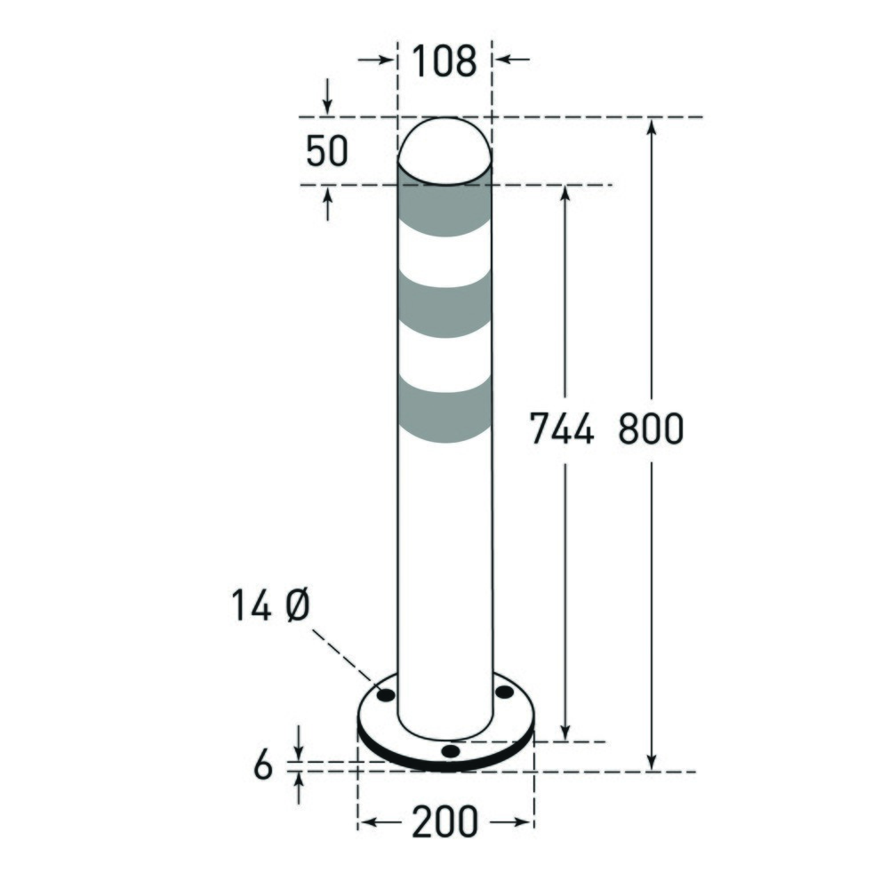 Número de imagen del producto 2: Bolardo protector para estaciones de carga II, diámetro 108 mm, altura 800 mm, para tacos, acero, recubierto de plástico, anillos reflectantes rojos