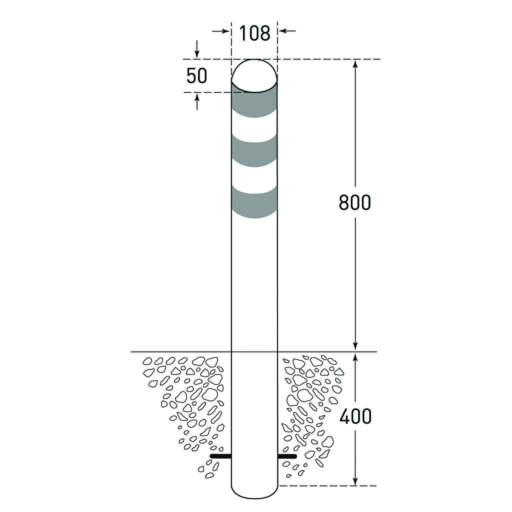 Número de imagen del producto 2: Bolardo protector para estaciones de carga I, Ø 108 mm, altura 1200 mm, para engaste en hormigón, acero, sin anillos reflectantes