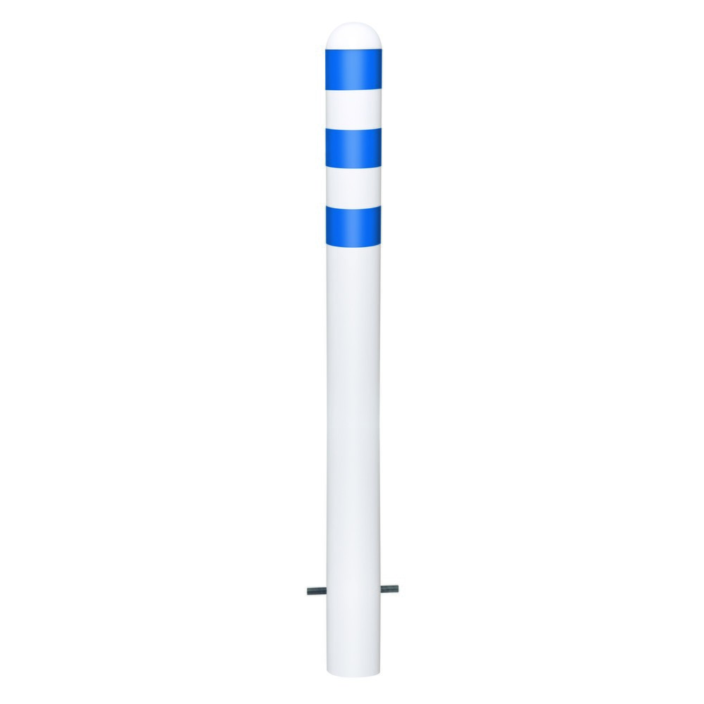 Número de imagen del producto 1: Bolardo protector para estaciones de carga II, Ø 108 mm, altura 800 mm, para engaste en hormigón, acero, revestidos de plástico, anillos reflectantes azules