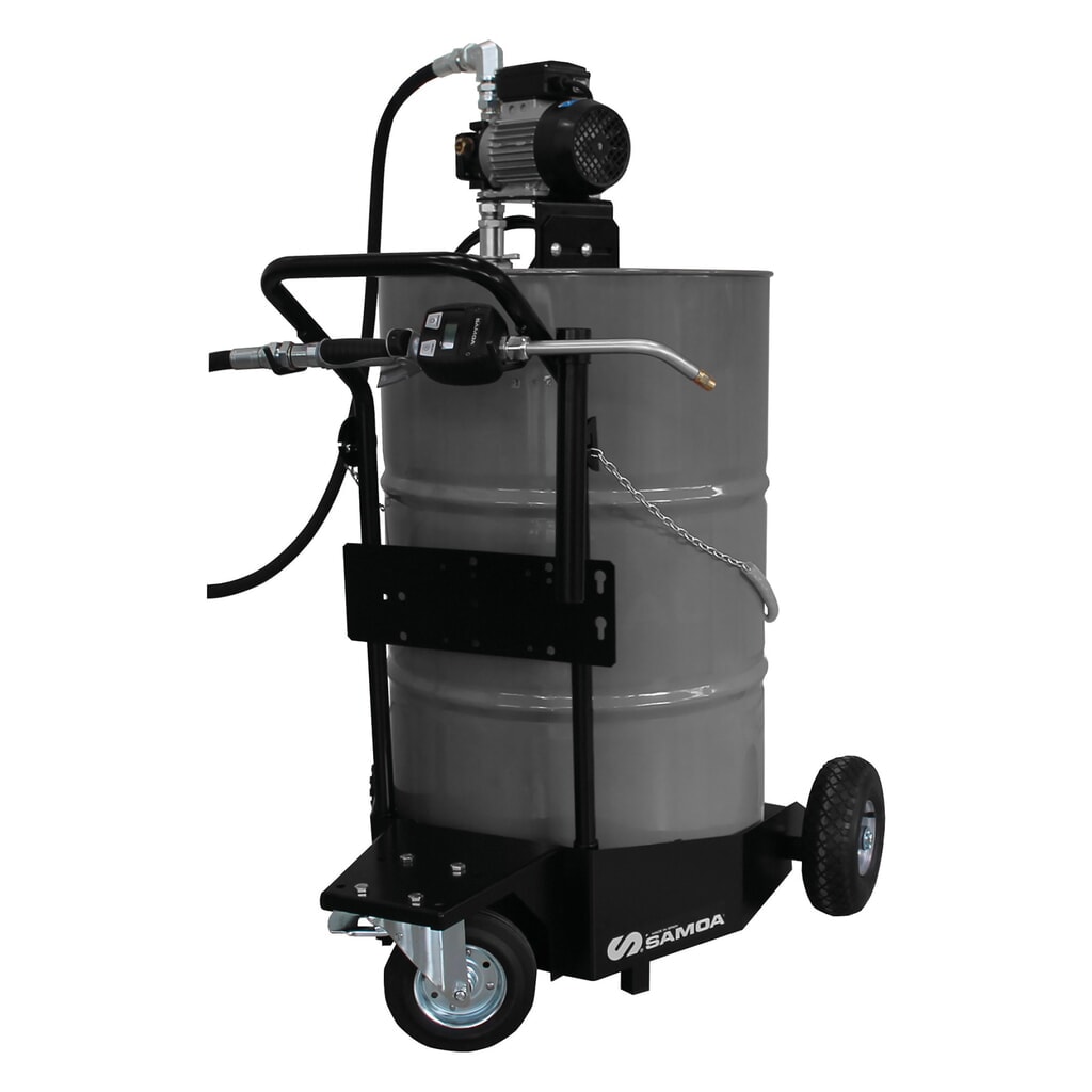 Bomba eléctrica móvil SAMOA Pumpmatic con carro para barriles de 200 litros y contador de flujo en el mango, eléctrico Imagen del producto: Bomba eléctrica móvil SAMOA Pumpmatic con carro para barriles de 200 litros y contador de flujo en el mango, eléctrico