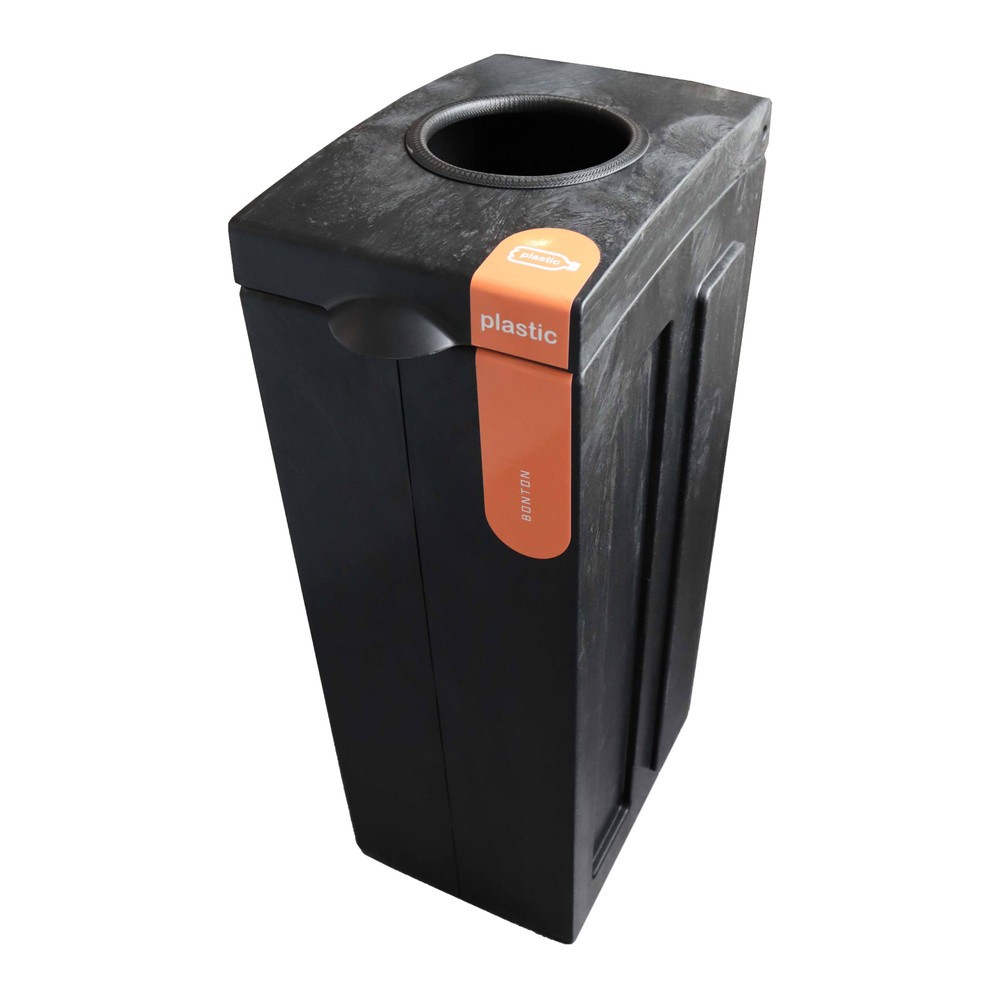 Número de imagen del producto 1: Cubo de residuos BON TON original con boca de vertido de polipropileno 100% reciclado, 70 litros, gris