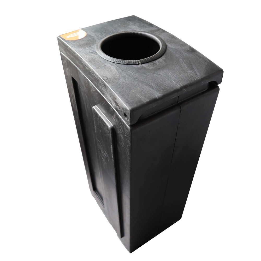 Número de imagen del producto 2: Cubo de residuos BON TON original con boca de vertido de polipropileno 100% reciclado, 70 litros, gris