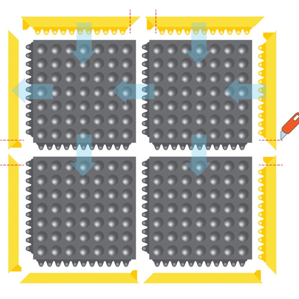 Número de imagen del producto 9: Bordes biselados de alfombras modulares para puestos de soldadura, con forma de botones, An x L 910 x 52 mm, amarillo